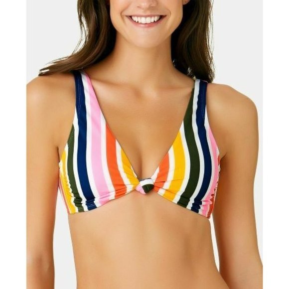 California Waves-Baha Striped Knot Bralette Bikini Set, Multi-Color, Medium, NWT - Picture 3 of 5